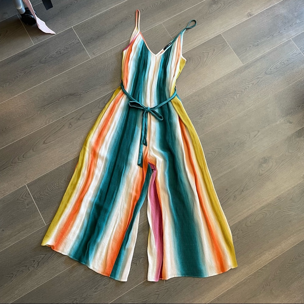 Aqua muti striped rainbow jumpsuit (Sz XS)